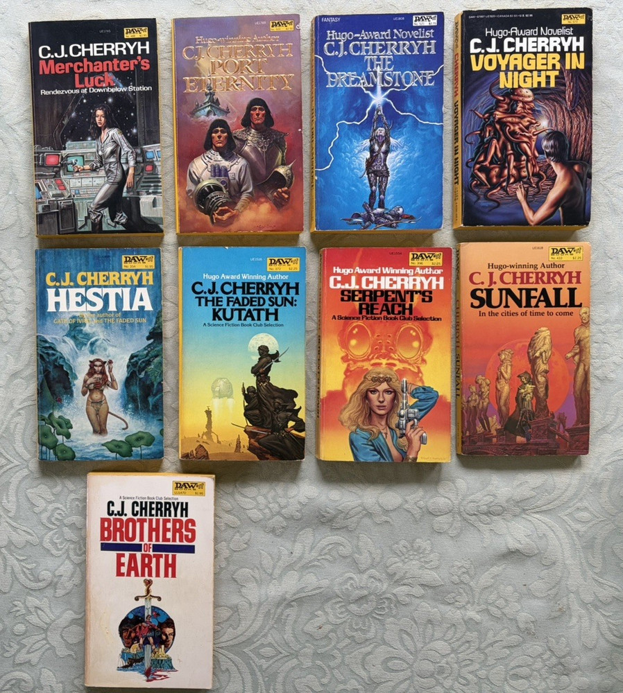 C.J. CHERRYH -YELLOW SPINE – DAW BOOKS – 1ST ED PB – 9 BOOK LOT -’76-’84