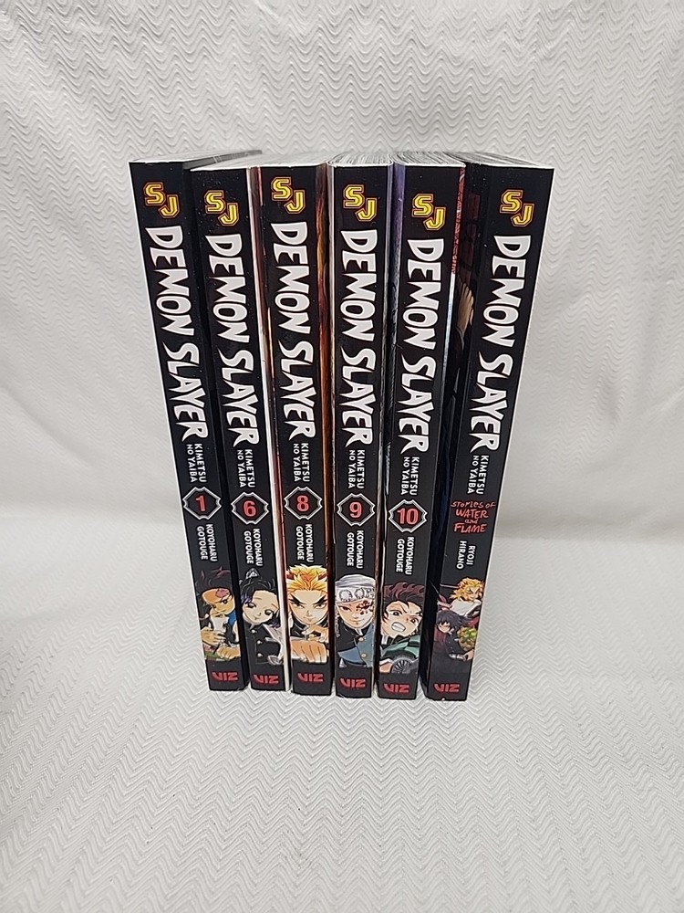 Demon Slayer Kimetsu No Yaiba Lot 6 Vol 1, 6, 8, 9, 10 & Water & Flame Eng Manga