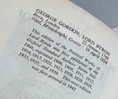 Lord Byron Poetical Works 1945 Oxford Univ Press Fine Leather Binding Gilt Spine