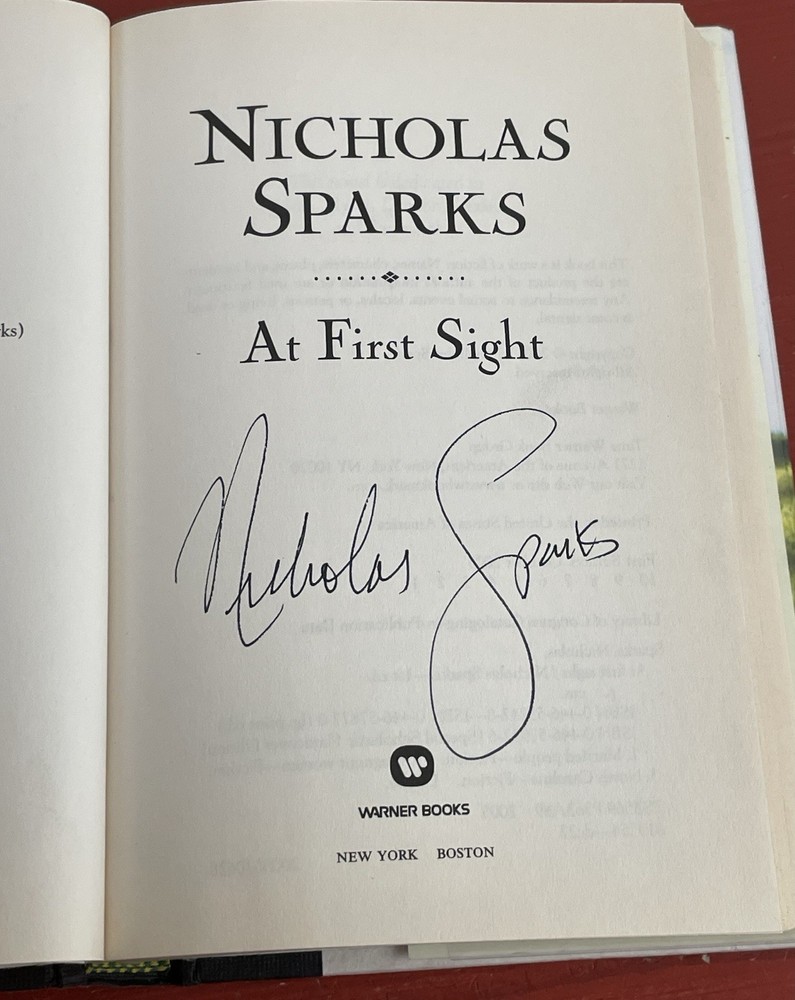 SIGNED Nicholas Sparks At First Sight First Edition First Printing October 2005