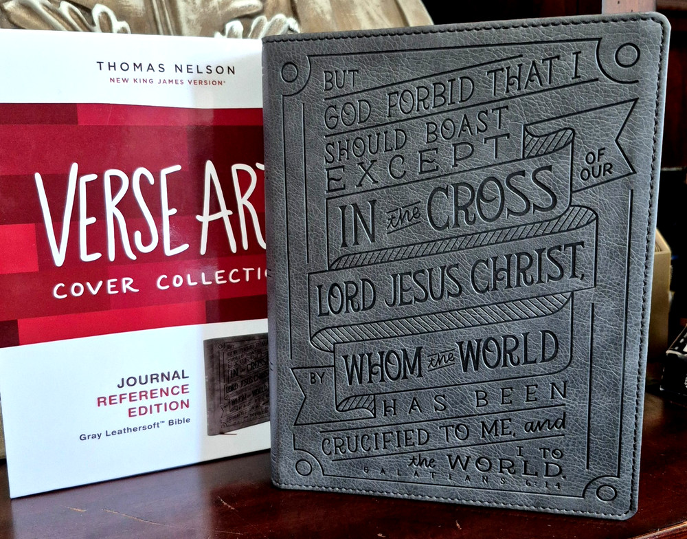 NKJV Journal Reference Bible, Gray Verse Art Cover, Red Letter (2018 NEW)