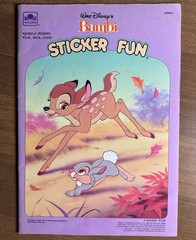 BAMBI Golden STICKER FUN 1988 Coloring Book Pre-Cut Stickers Lick Stick