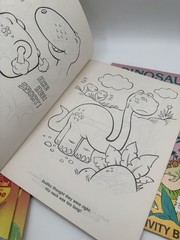 Vintage Lot of 5 DINOSAUR Coloring Books Most Unused But One Has Marks