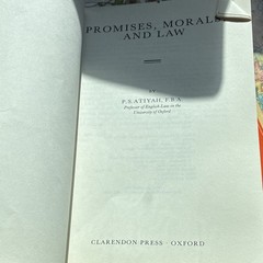 P. S. Atiyah Promises, Morals, and Law Clarendon Press 1981 PB