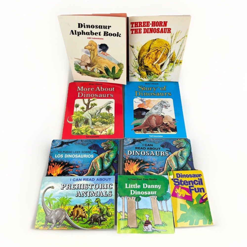 Lot of 9 Vintage Troll Associates Dinosaur Books Dinos Prehistoric Animals