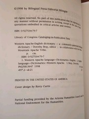 Western Apache-English Dictionary – Bray – Bilingual Native American Language