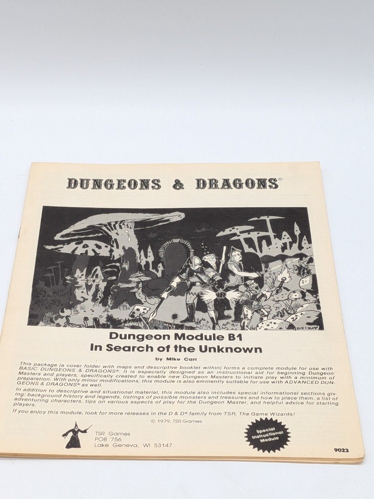 D&D B1 In Search of the Unknown Fair Monochrome Mike Carr ORIGINAL