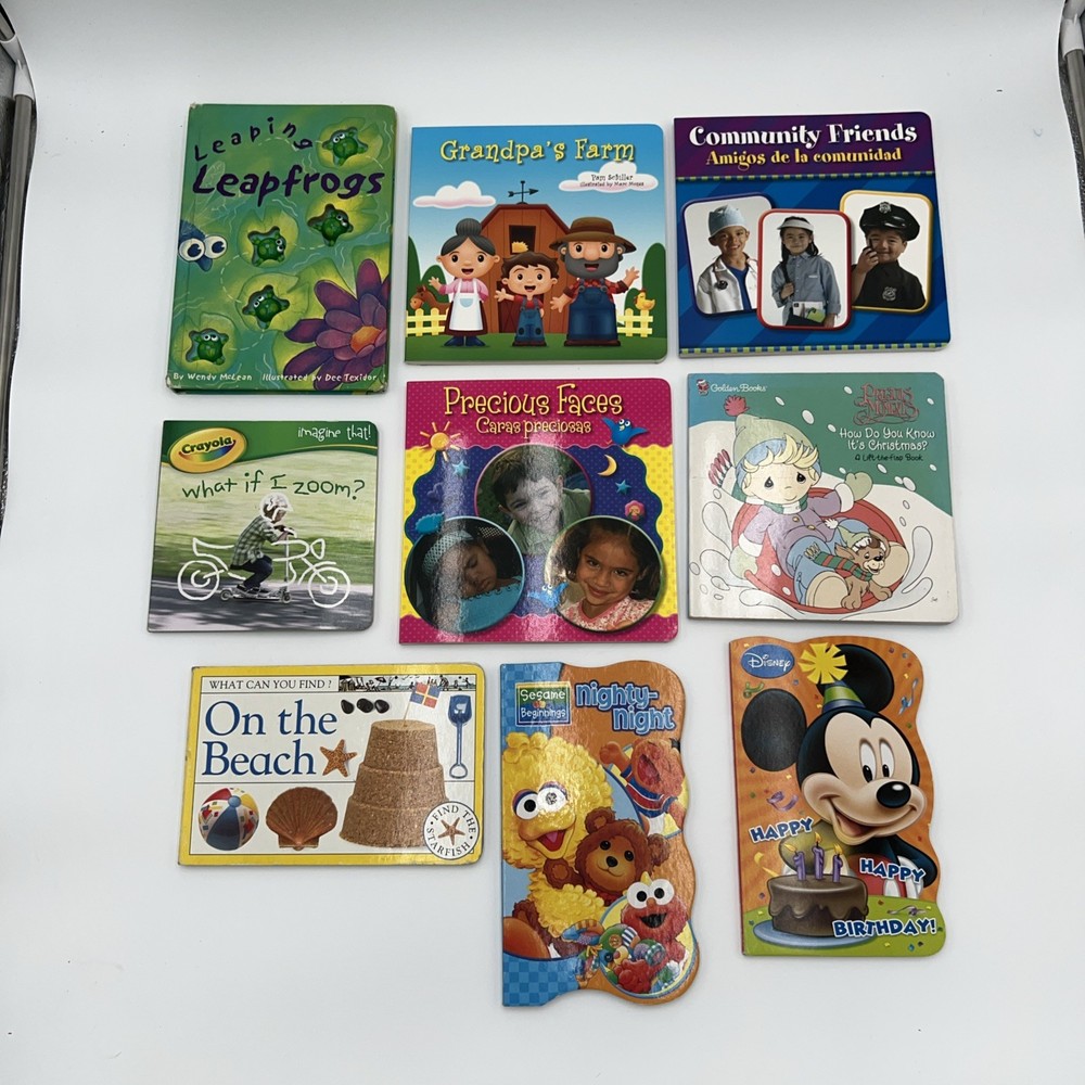Lot Of 9 Children’s Books, Mixed, Hard Back Thick Pages. Ages 2-5.