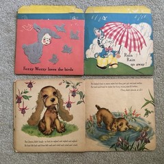 6 Vtg 1940’s Children’s Books Fuzzy Wuzzy series Bunny Puppy Kitten Pony Duck