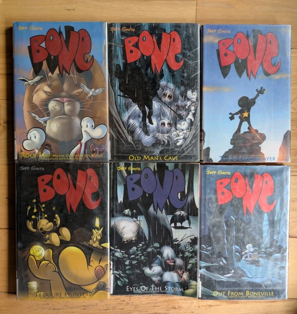 Bone Graphic Novels Jeff Smith Books Lot Of 6 Hardcover/PB 1-3-4-5-6-8