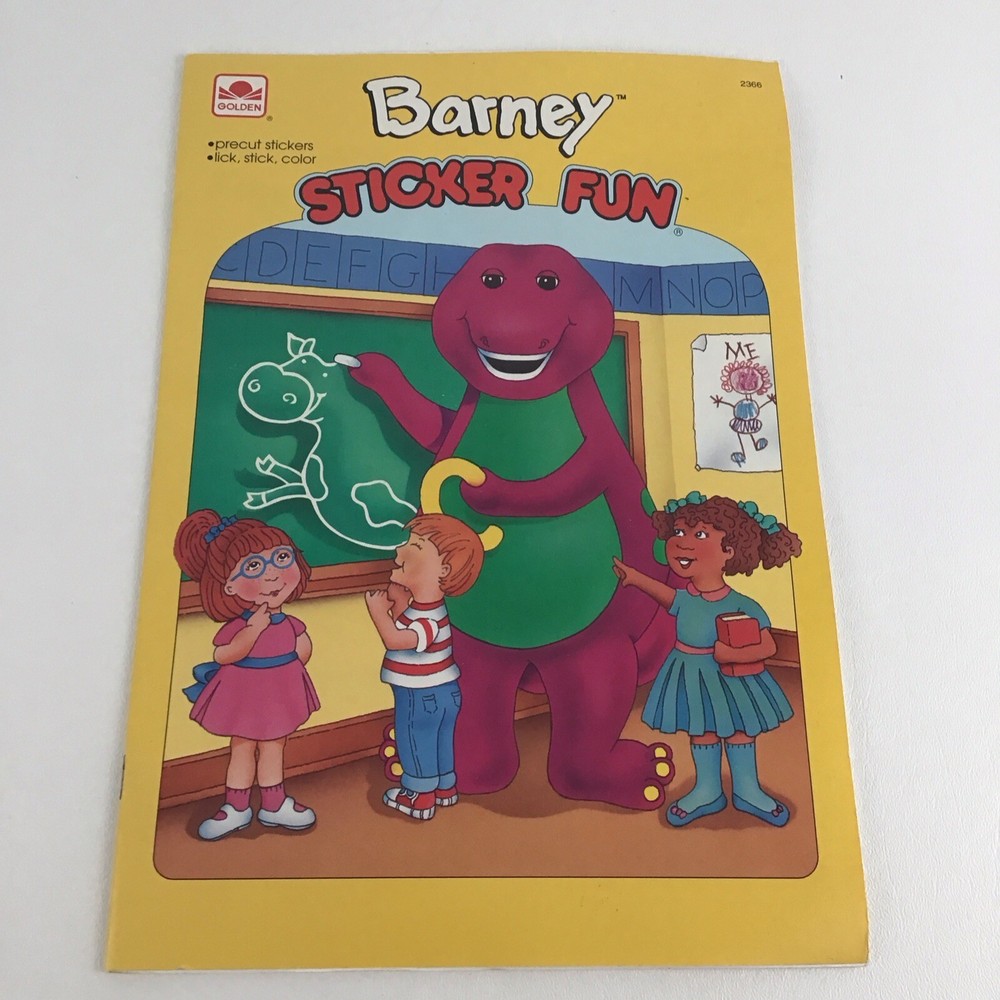Barney & Friends Sticker Fun Book Lick Stick Coloring Vintage 1993 Lyons NEW