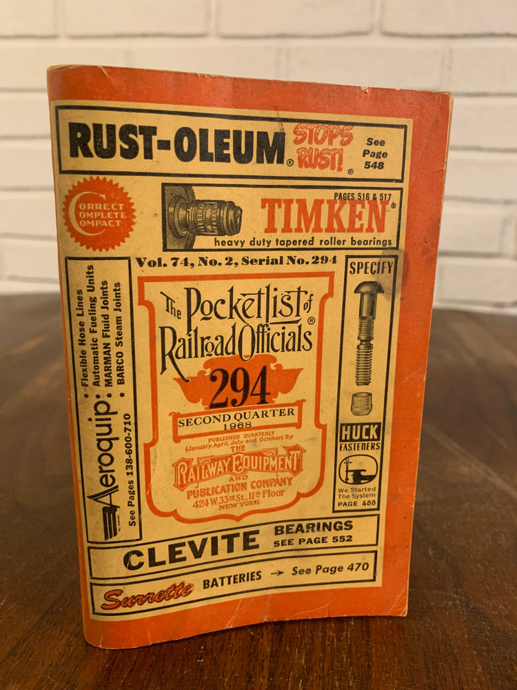 The Pocketlist of Railroad Officials Second Quarter 294, 1968