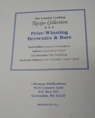 Prize-Winning Brownies & Bars The Country Cooking Collection 36 PAGES RECIPES