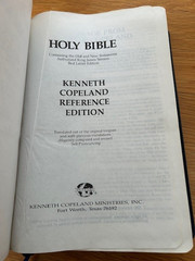 Holy Bible Kenneth Copeland Reference Ed KJV Red Letter GENUINE Leather 1991 VG