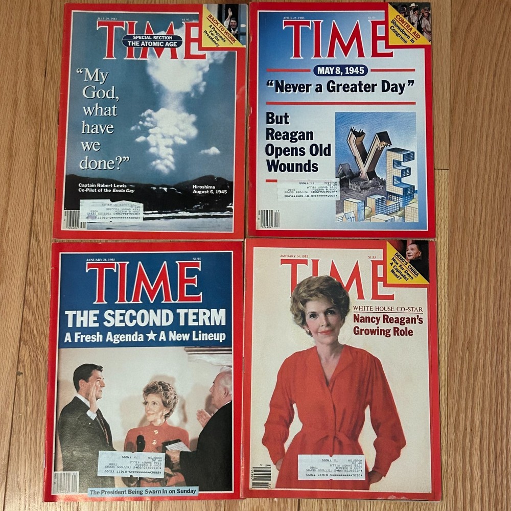 Vintage TIME Magazine 1985 Lot of 4 Reagan Nancy Hiroshima V-E Day News History