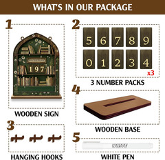 Books I’Ve Read This Year Counter – Wooden Reading Tracker Sign for Bookshelf De