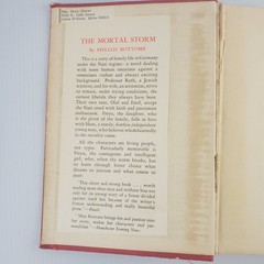 The Mortal Storm By Phyllis Bottome 1938 / 1940 1st Ed HC Ex-library READ!