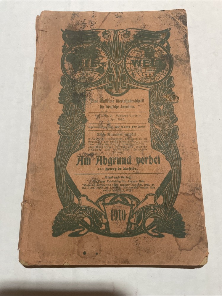 Antique 1910 Die Welt Am Abgrund Vorbei By Henry Bastide Rare German Book