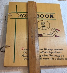 Vintage 1940s „HIM” Book” Wooden Cover Boards 14 Clean Pages Signed VG Japan