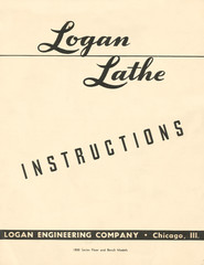 Logan Lathe 1800 Series Floor & Bench 1840 1820 Instruction Manual: 12 Pages