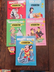 VTG Lot of 5 Sticker Fun Color & Activity Books 1978 Prestige Books Inc cartoons