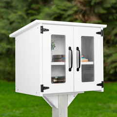 Little Library Box Outdoor – 22X14X19 Inch, White Library Book Kit – Weatherproo