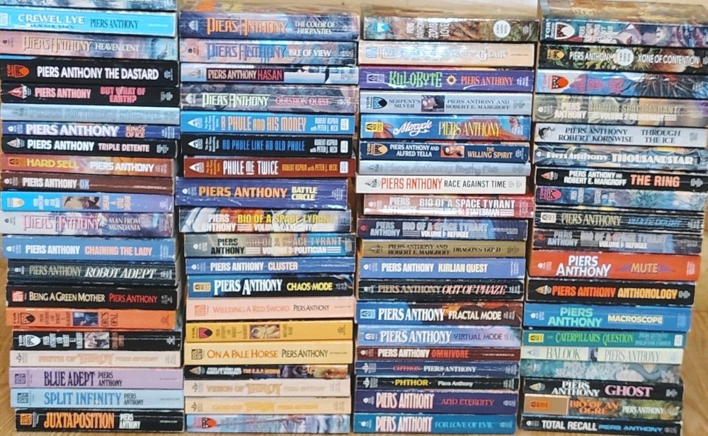 HUGE LOT OF 80+ PIERS ANTHONY BOOKS VINTAGE SCIENCE FICTION FANTASY NOVELS