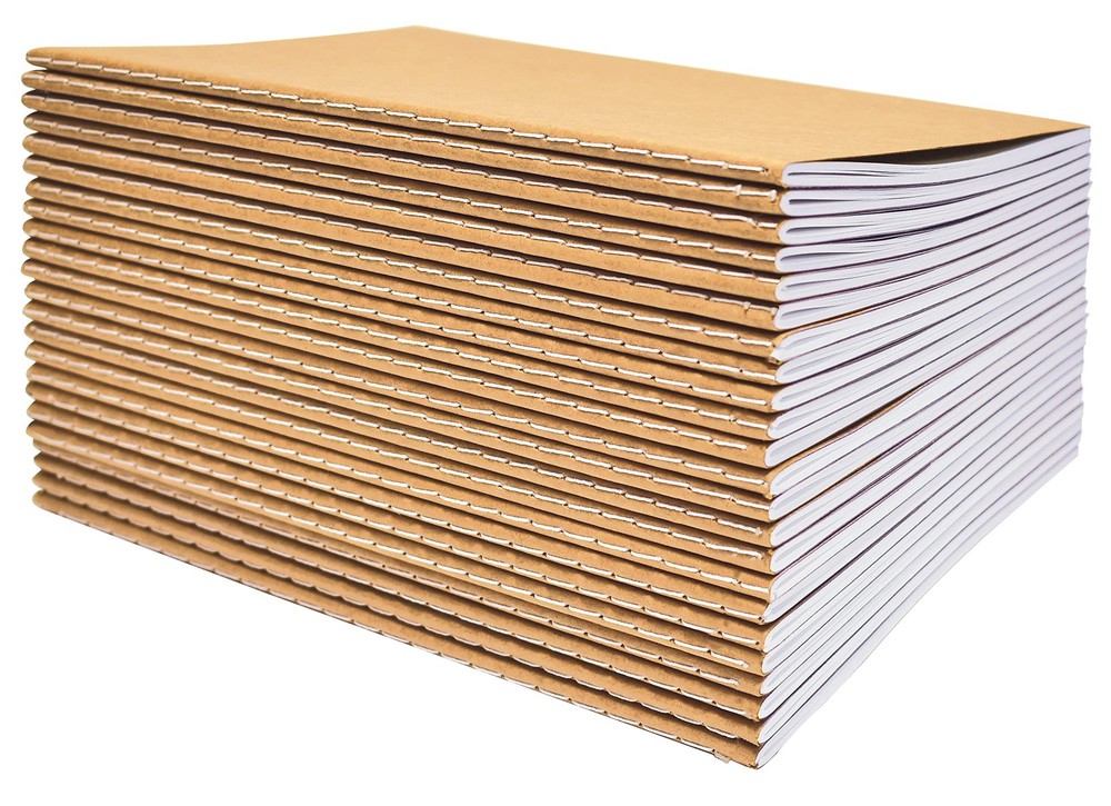 Kraft Notebooks 24 Pack, Blank Unlined, 8.3 in x 5.5 in, A5 Size, 60 White Pa…