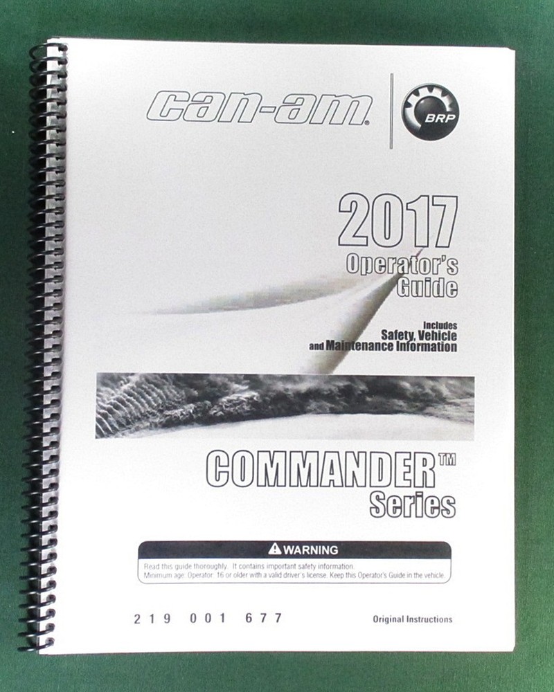 2017 Can-Am Commander 800R DPS Owner’s Manual: 179 Pages & Protective Covers!