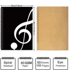 Coguzed 100 Pages Blank Sheet Music Notebook – 26X19cm Staff Paper for Musicians