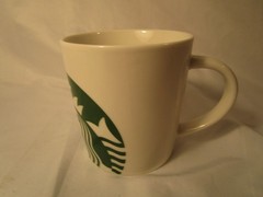 STARBUCKS 14 OZ GREEN SIREN MERMAID LOGO WHITE D HANDLE COFFEE MUG CUP