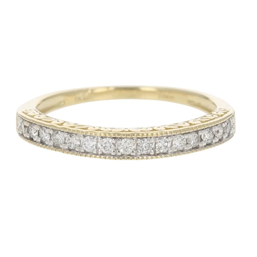 .18ctw Diamond Pavé Milgrain Scroll Wedding Band Ring 14k Yellow Gold Size 6