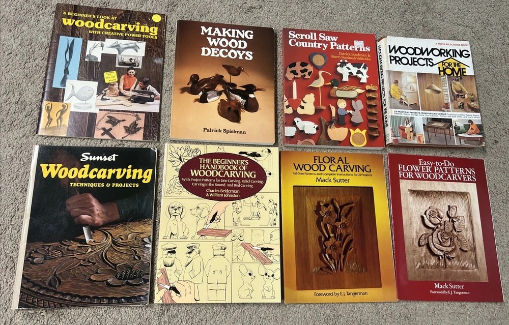 Woodcarving Book Lot Of 8 Woodworking Wood Carving Projects
