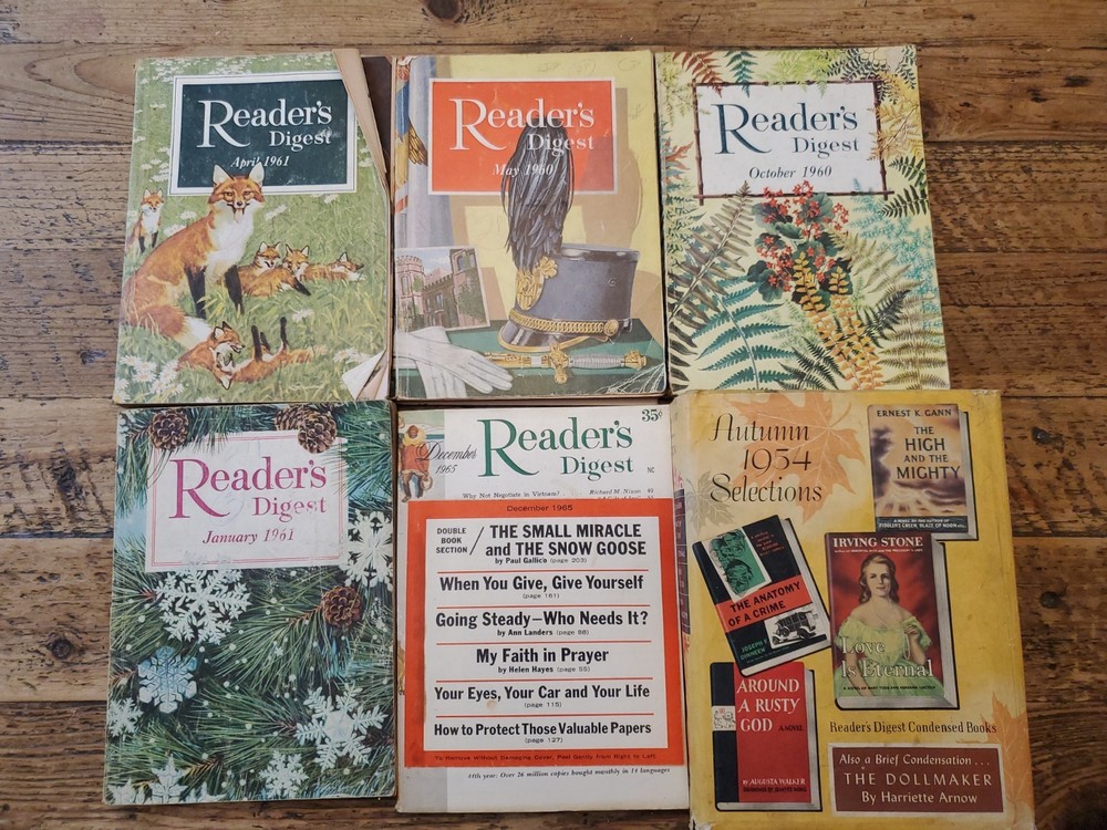 Lot Of 6 ’54 ’60 ’61 ’65 Reader’s DIGEST Vintage History Short Stories 1954 Book