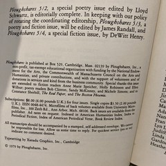Ploughshares 1979, 1980 , 1981 Special Poetry Issue Vintage
