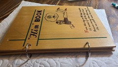 Vintage 1940s „HIM” Book” Wooden Cover Boards 14 Clean Pages Signed VG Japan