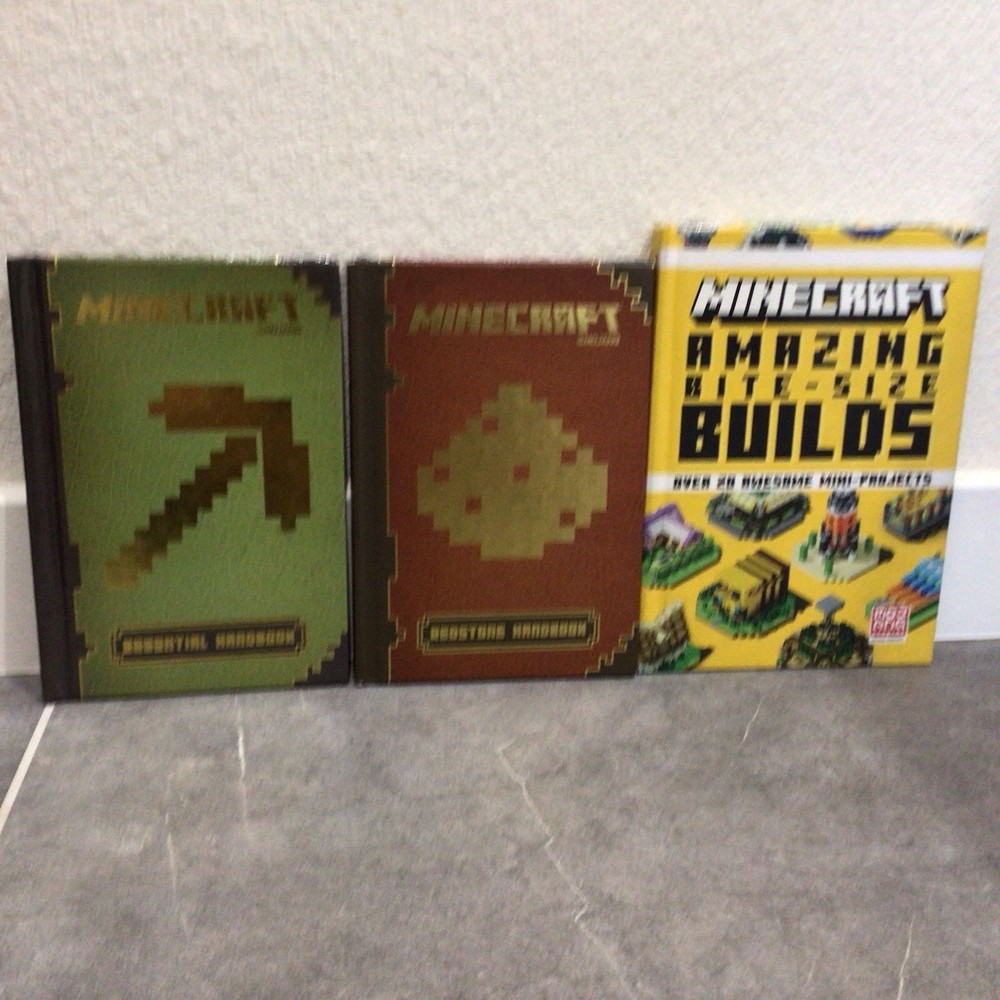 Mojang AB Hardcover 3-Book Lot: Minecraft Essential/Redstone/Bite-Size