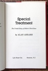 SPECIAL TREATMENT ALAN ABRAMS FIRST EDITION UNTOLD STORY SURVIVAL OF JEWS B317
