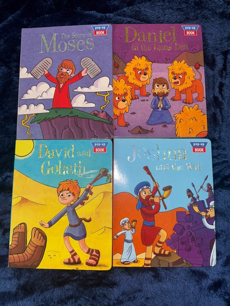 Set of 4 Children’s Pop Up Bible Stories – Board Books Fun Stories for Children