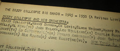 Dizzy Gillespie Big Bands Discography revised 1945-50 + 1954-57, c1966, 12 pages