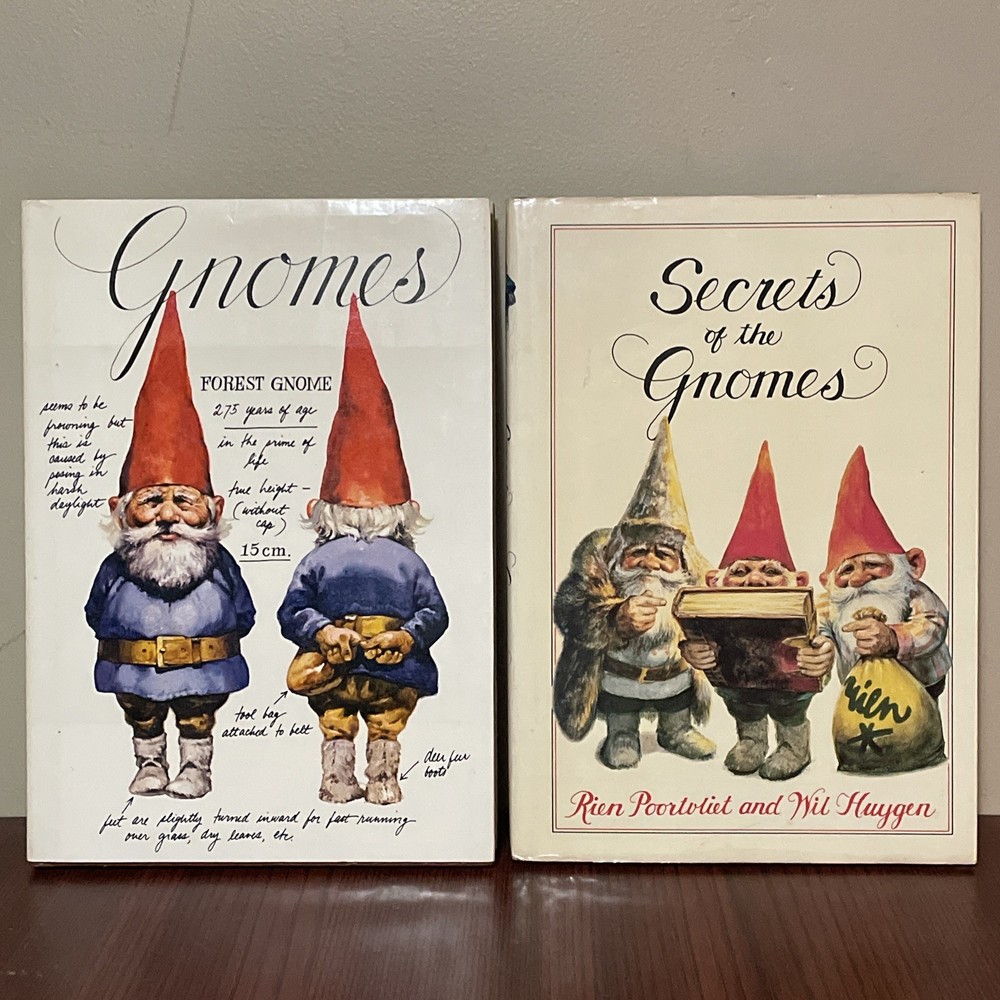 Gnomes, Secrets of the Gnomes 2 HC DJ Books Poortvliet Huygen 1977 1982