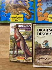 Dinosaurs- Lot of 2 Jigsaw Puzzle Books & 2 Paperback Books