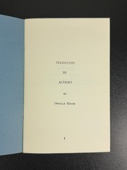 Telepathy in Action Orville Meyer 1961 First Edition Magic – Kreskin coll.
