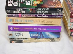 12 Sci-Fi Books Lustbader-Rucker-Lanier-Rosenberg-Roberson-Le Guin-Lyon-Laumer