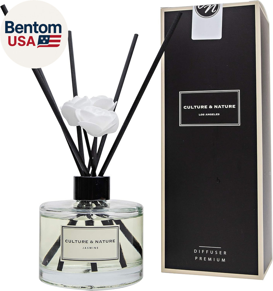 Reed Diffuser Set 6.7Oz (200Ml) Jasmine Scented Diffuser with Sticks Home Fragra