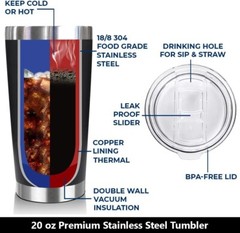 20 Oz Stainless Steel Tumbler for Dad – Leak-Proof Gift Idea with Double-Wall…