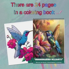 Humming Bird Adult Coloring Book Spiral Bound Mindfulness Adult Coloring Book.