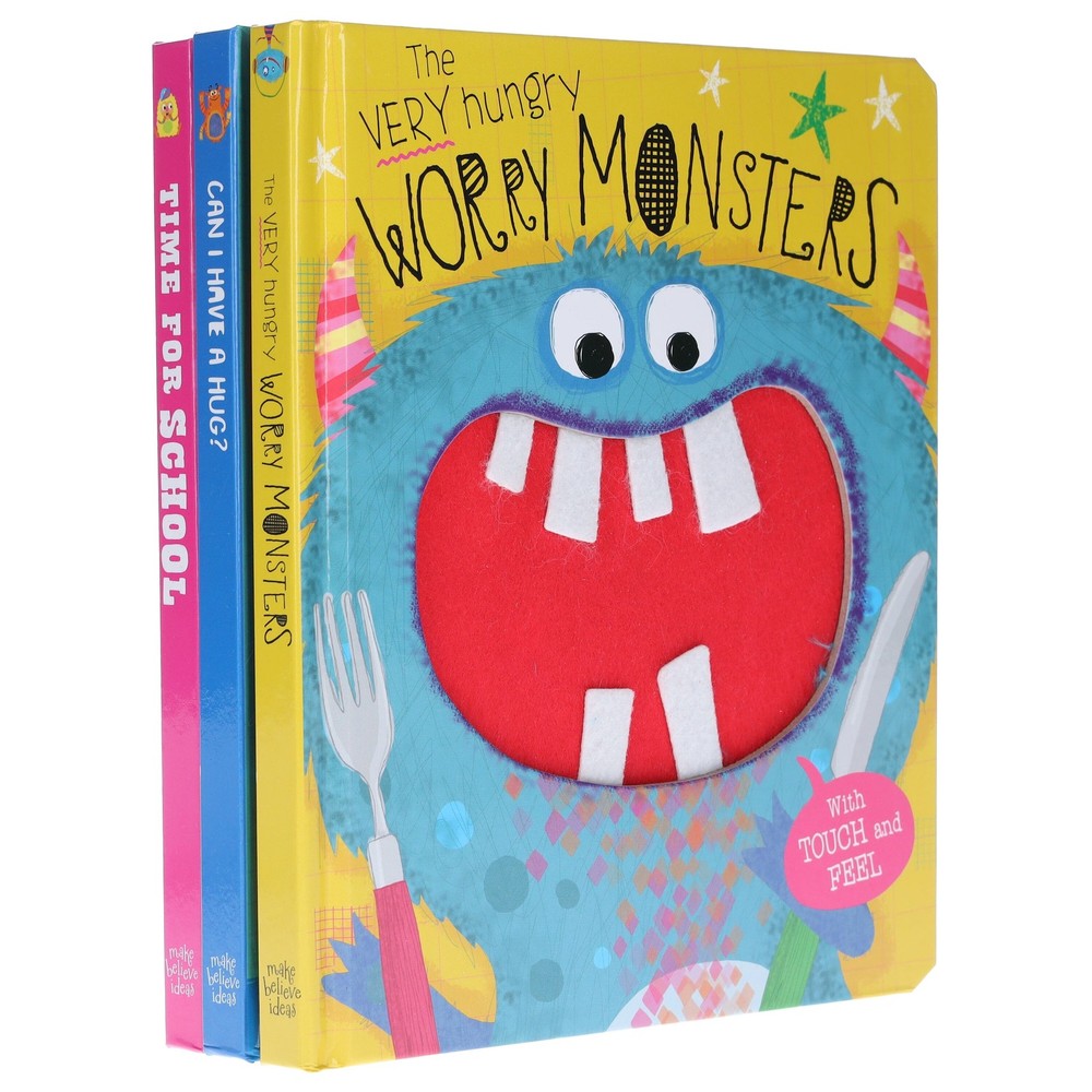 Very Hungry Worry Monsters Touch & Feel Library 3 Books Set – By Rosie Greening