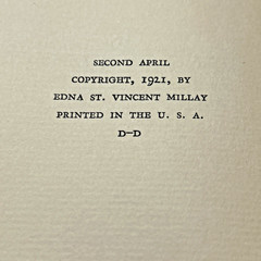 Second April (1929) ~ Edna St. Vincent Millay ~ Hardcover