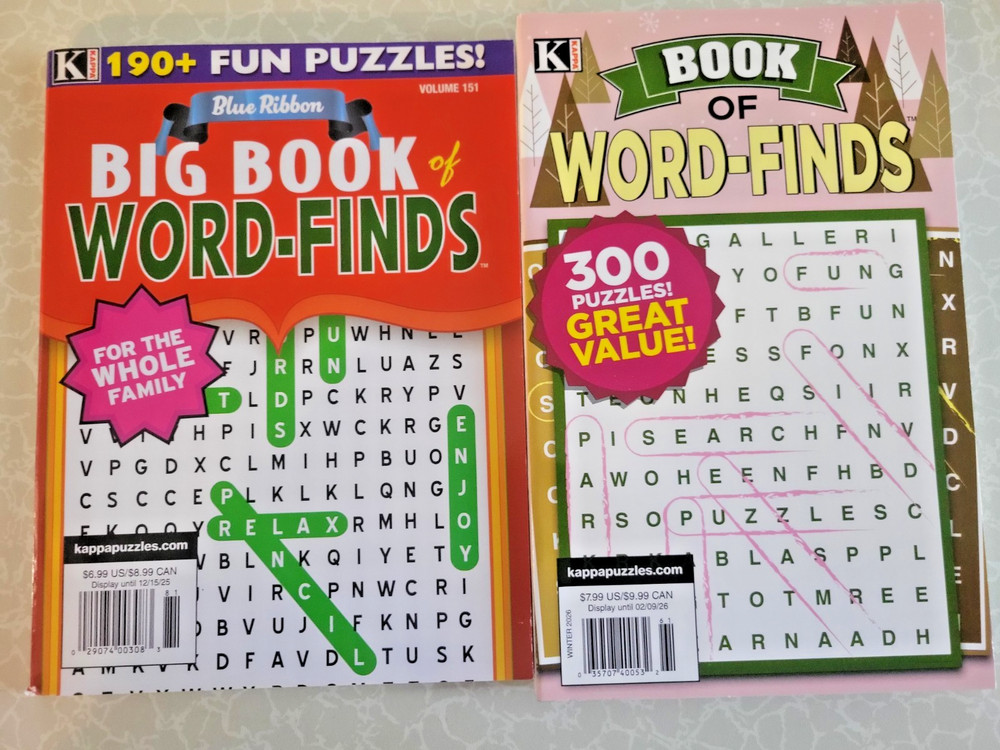 Kappa Word Seek Puzzles- Lot of 2-Extra Large & Blue Ribbon-For The Whole Family